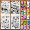Lips Heart Nail Stamping Plate Kits 4pcs Big Size Swirl French Line Nail Stamping Plates French Tip Nail Stamp Plate Ghost Geometric Wave Stripes Snake Flower Nail Art Stamp Stencils Printing Template view 1