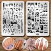 Lips Heart Nail Stamping Plate Kits 4pcs Big Size Swirl French Line Nail Stamping Plates French Tip Nail Stamp Plate Ghost Geometric Wave Stripes Snake Flower Nail Art Stamp Stencils Printing Template view 2