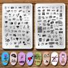 Lips Heart Nail Stamping Plate Kits 4pcs Big Size Swirl French Line Nail Stamping Plates French Tip Nail Stamp Plate Ghost Geometric Wave Stripes Snake Flower Nail Art Stamp Stencils Printing Template view 3