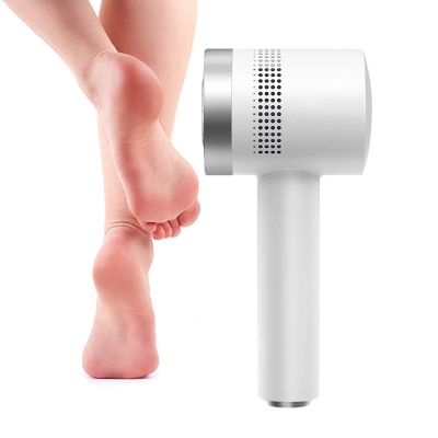HMTE Electric Callus Remover - Portable Dead Skin Foot File, USB Charging Foot Grinder with Vacum Cleaner, Dual Speed Foot Grinder Cordless for Cracked Heels,White (White)