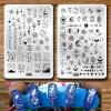 Flowers Leaf Stamping Plates 4pcs Starry Star Moon Design Stamping Plates Nail Art Kit Daisy Flower Flamingo Butterfly Image Nail Stamp Templates Galaxy Night Sky Large Reusable Nail Stencils view 2