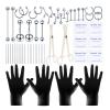 58PCS Body Piercing Kit Surgical Steel 14G 16G BCR CBR Labret Lip Rings Cartilage Daith Earrings Belly Button Rings Nose Septum Piercing Jewelry Needles Gloves Clamps Tools view 1