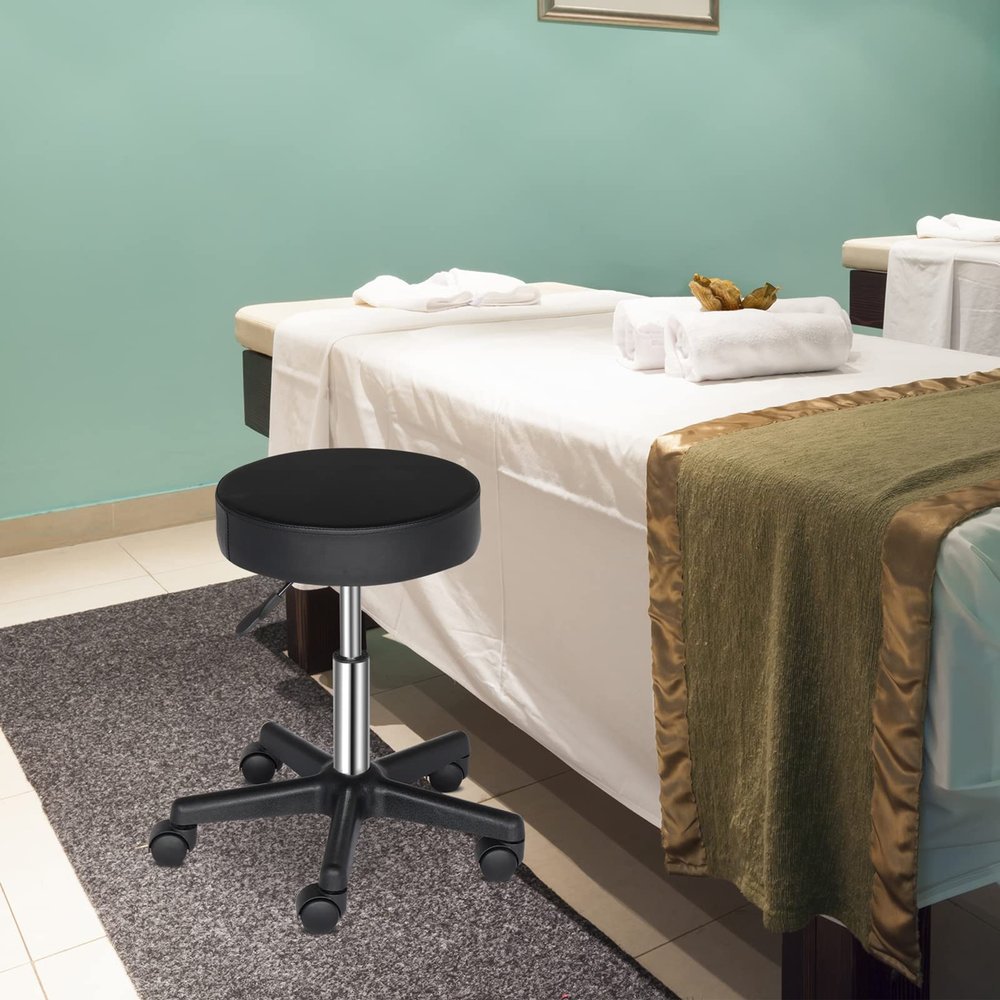 Bituman Adjustable Swivel Stool with Wheels, Drafting Task Chairs, Saddle Stool, Modern Upholstered Height Bar Stools PU Leather Counter Stools, for Massage and Salon Office Facial Spa Medical Tatoo