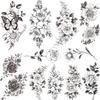 Tazimi 10 Sheets 3D Black Flower Rose Temporary Tattoos For Women, Waterproof Fake Body Art Arm Sketch Tattoo Stickers For Women Girls view 2