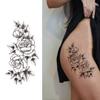 Tazimi 10 Sheets 3D Black Flower Rose Temporary Tattoos For Women, Waterproof Fake Body Art Arm Sketch Tattoo Stickers For Women Girls view 4