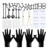 58PCS Body Piercing Kit Surgical Steel 14G 16G BCR CBR Labret Lip Rings Cartilage Daith Earrings Belly Button Rings Nose Septum Piercing Jewelry Needles Gloves Clamps Tools view 1