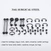 58PCS Body Piercing Kit Surgical Steel 14G 16G BCR CBR Labret Lip Rings Cartilage Daith Earrings Belly Button Rings Nose Septum Piercing Jewelry Needles Gloves Clamps Tools view 4