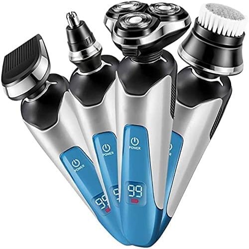JYYBN Electric Razor, Electric Shavers for Men, Dry Wet Waterproof Mens Rotary Facial Shaver, Face Shaver Cordless Travel USB Rechargeable with Beard Trimmer LED Display