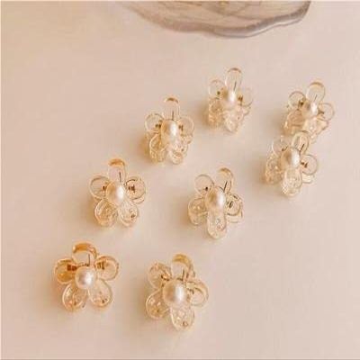 6pc Kawaii Lovely Flower with Pearl Hair Claw Clips for Women Girls Hairpin Crab Headband for Hair Washface Accessories Ornament (Color : G)