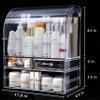 UShioart Clear Large Acrylic Makeup Organizer With Lid Cosmetic Storage Drawers Portable Makeup Organizers Dustproof And Waterproof Box For Women (14in) view 2
