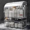 UShioart Clear Large Acrylic Makeup Organizer With Lid Cosmetic Storage Drawers Portable Makeup Organizers Dustproof And Waterproof Box For Women (14in) view 3