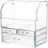UShioart Clear Large Acrylic Makeup Organizer With Lid Cosmetic Storage Drawers Portable Makeup Organizers Dustproof And Waterproof Box For Women (14in) view 4