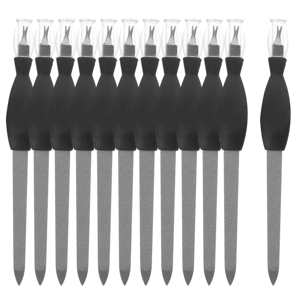 12 Pack Fingernail Files, Metal Nail Files for Natural Nails Stainless Steel 6.8 Inch Nail File with Sharp Pointed Tip Non Slip Handle, Finger Nail Filers for Women Sapphire Grit Sword Diamond