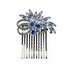 Faship Gorgeous Dark Blue Rhinestone Crystal Floral Hair Comb view 1