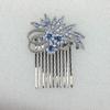 Faship Gorgeous Dark Blue Rhinestone Crystal Floral Hair Comb view 2
