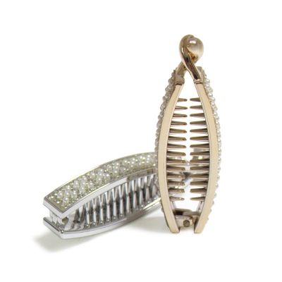 Banana Clips Hair for Thick Hair,Rhinestone Acrylic Pins Claw Clip Barrette Volumizing Hair Clips for Women Girl Hair Jewelry Accessories (Gold+silver)
