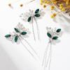 Unicra Bride Wedding Crystal Hair Pins Flower Bridal Hair Pieces Wedding Hair Accessories for Women and Girls Pack of 3 (Green) view 1