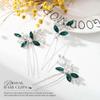Unicra Bride Wedding Crystal Hair Pins Flower Bridal Hair Pieces Wedding Hair Accessories for Women and Girls Pack of 3 (Green) view 3
