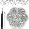 Crystal Flatback Rhinestones 3150Pcs, Nail Gems, Nail Art Decoration Glass Crystal Diamonds Craft, Gems Stones for clothes shoes bags DIY, Picking Pen/Tweezers kit(7 Sizes-crystal) HINABTRU view 2