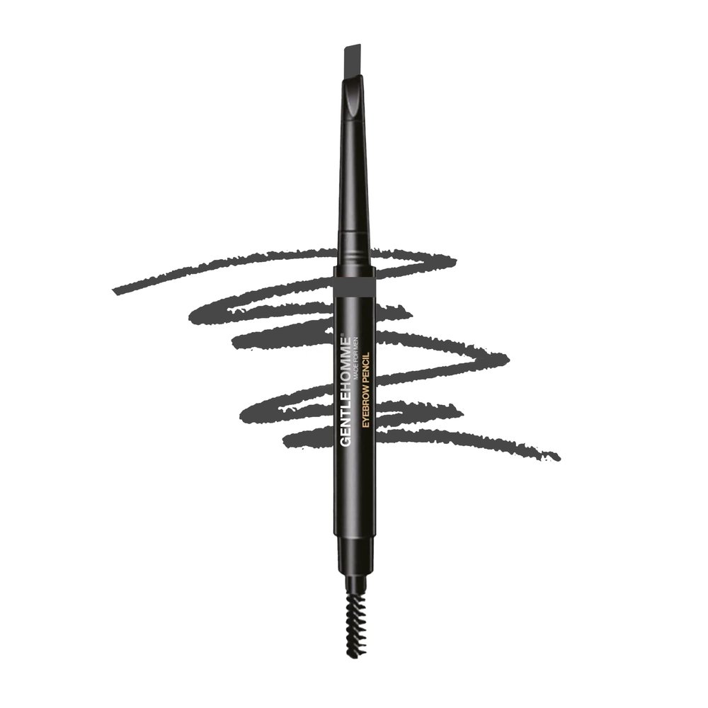 Gentlehomme Men's Brow Pencil - 2-in-1 Brow Brush & Lead Pencil - Shape, Define & Fill In Eyebrows - Ultra-Thin - Long-Lasting Color - Vegan - Gray