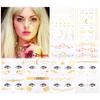 12 Sheets Face Metallic Shiny Temporary Tattoos Sticker, Halloween Face Glitter Gold Water Transfer Freckle Flash Tattoo for Women Girls Halloween Makeup Dancer Costume Parties Rave Musical Festivals view 1