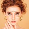 12 Sheets Face Metallic Shiny Temporary Tattoos Sticker, Halloween Face Glitter Gold Water Transfer Freckle Flash Tattoo for Women Girls Halloween Makeup Dancer Costume Parties Rave Musical Festivals view 2