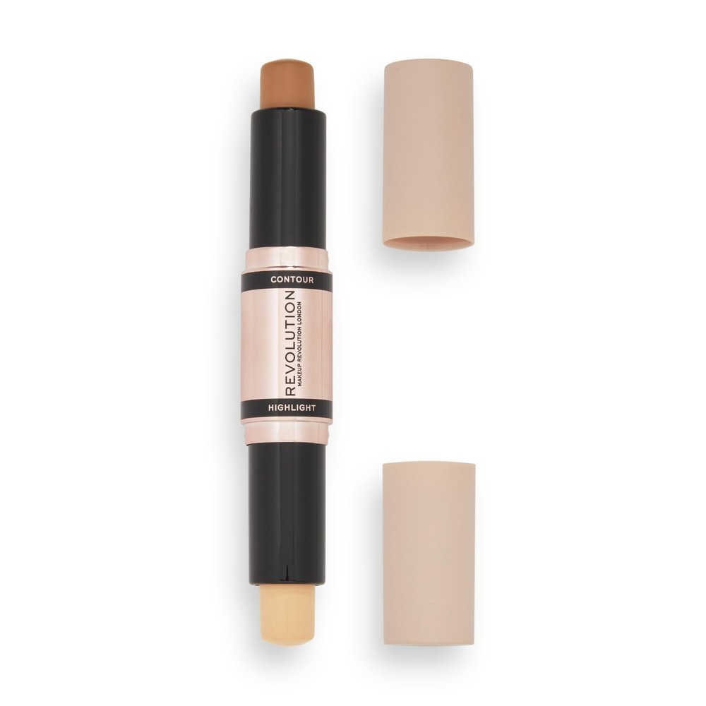 Revolution Beauty London, Fast Base Contour Stick, Dual Ended, Sculpts & Defines Face, Lightweight, Blendable, Medium, 2 X 0.15 Oz
