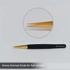 2pcs Black Straight and L-Shaped (Boot) Gold Pointed Eyelash Tweezers for Lash Extension - Stainless Steel Precision Tweezers for Volume and Classic Lashes - False Eyelash Extension Kit. view 2