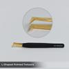 2pcs Black Straight and L-Shaped (Boot) Gold Pointed Eyelash Tweezers for Lash Extension - Stainless Steel Precision Tweezers for Volume and Classic Lashes - False Eyelash Extension Kit. view 3