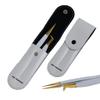 2pcs White Straight and L-Shaped (Boot) Gold Pointed Eyelash Tweezers for Lash Extension - Stainless Steel Precision Tweezers for Volume and Classic Lashes - False Eyelash Extension Kit. view 1