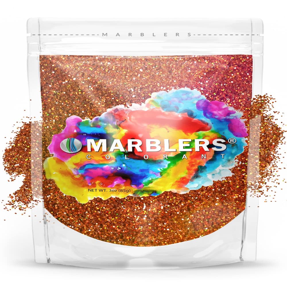 MARBLERS Holographic Glitter [Holo Burnt Orange] 3oz (85g) | Fine | Non-Toxic, Vegan, Cruelty-Free | Face, Body, Eyeshadow, Hair, Festival, Party Makeup, Nail Art, Polish, Resin, Tumbler, Slime, Craft
