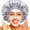 Shower cap for women,Luxury Silk Lined Shower Cap, Machine Washable, Adjustable Size & Reusable,Large Satin Shower Cap for all hair-gray view 1