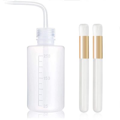 1pcs 250 ML Plastic Satety Lash Cleaning Tatoo Wash Bottles 2PCS Nose Blackhead Facial Cleaning ShampooBrush for Eyelash Extension Supplies (white bottle+Cleaning brush)