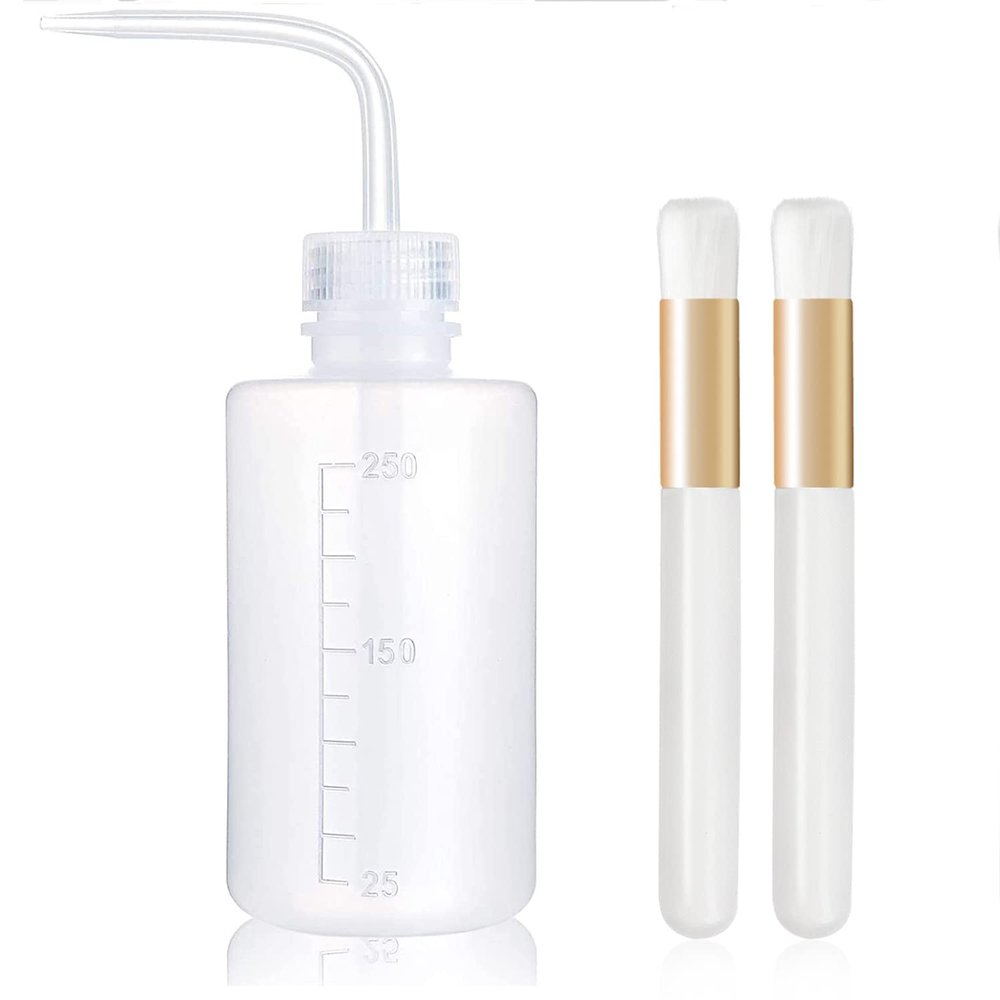 1pcs 250 ML Plastic Satety Lash Cleaning Tatoo Wash Bottles 2PCS Nose Blackhead Facial Cleaning ShampooBrush for Eyelash Extension Supplies (white bottle+Cleaning brush)