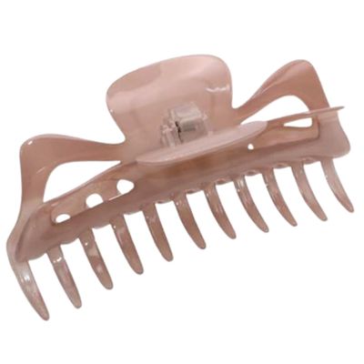 Parcelona French Classic Jumbo Large 5 1/2" Celluloid Acetate No Slip Grip Jaw Hair Claw Clip for Girls Durable Styling Volume Women Hair Accessories, Made in France (Blush Pink)