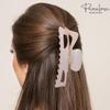 Parcelona French Classic Jumbo Large 5 1/2" Celluloid Acetate No Slip Grip Jaw Hair Claw Clip for Girls Durable Styling Volume Women Hair Accessories, Made in France (Blush Pink) view 3
