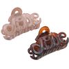 Parcelona French Love Small 2" Blush Pink and Tortoise Shell Celluloid Set of 2 Claw Clips Covered Spring Durable Fashion Hair Styling Clips Women Hair Accessories Girls Hair Clips, Made in France view 1