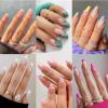 6 Packs (144 Pcs) Press on Nails Medium Design, Misssix Short Fake Nails Almond French Glue on Nails Set with Adhesive Tabs Nail File Acrylic False Nail Kits for Women view 1