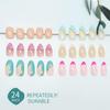 6 Packs (144 Pcs) Press on Nails Medium Design, Misssix Short Fake Nails Almond French Glue on Nails Set with Adhesive Tabs Nail File Acrylic False Nail Kits for Women view 2