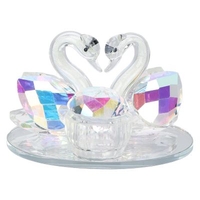 Nail Art Dappen Dish Swan Shape Crystal Cup Glass Acrylic Liquid Cup Acrylic Glassware Tools with Lid for Home Nail Salon