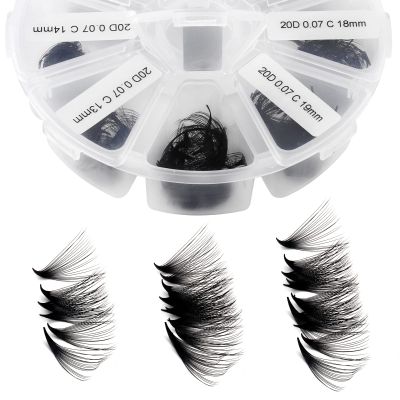 Premade Fans Eyelash Extension 500 Fans Handmade Loose Volume Lashes 20D Pre-made Fans 0.07mm Thickness C/D Curl 9-16mm/13-20mm Mixed Volume Eyelash Extensions (500PCS-20D-0.07-C, 9-16mm mixed)