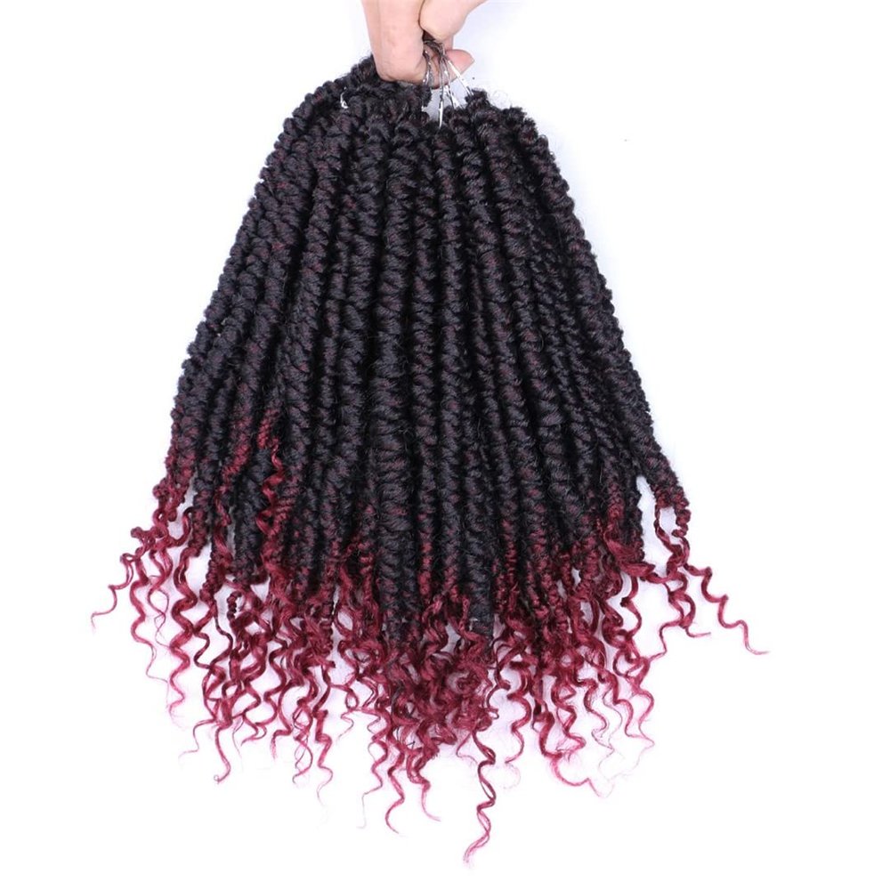 12" Pre Ed Spring Crochet Hair Curly Bouncy Synthetic Crochet Braids For Women Black Ombre Braiding Hair TBUG 12inches 3Pcs/Lot