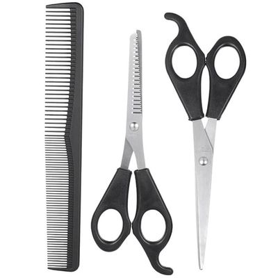 3 Pcs Hair Scissors Cutting Shears Salon Barber Hair Cutting Thinning Hairdressing Styling Tool Hairdressing Comb Black