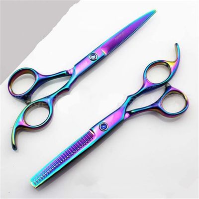 Professional 6 & 5.5 Inch Cut Hair Scissors Set Cutting Shears Thinning Barber Scissor Hairdressing Scissors rainbow1