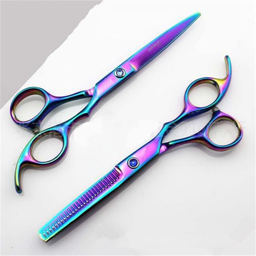 Professional 6 & 5.5 Inch Cut Hair Scissors Set Cutting Shears Thinning Barber Scissor Hairdressing Scissors rainbow1