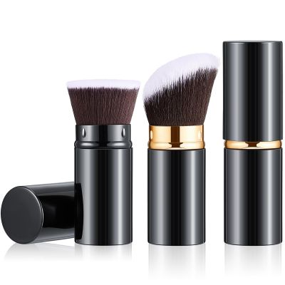 Tessco for you 2 Pcs Retractable Kabuki Makeup Brush Powder Foundation Makeup Brushes Portable Travel for Blush Bronzer Buffing Loose Powder Cream Sunscreen Blending Liquid(Classic Style)