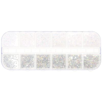 Ciieeo DIY Nail Art Decorations Large Rhinestones for Nails 12-Compartment Box Set
