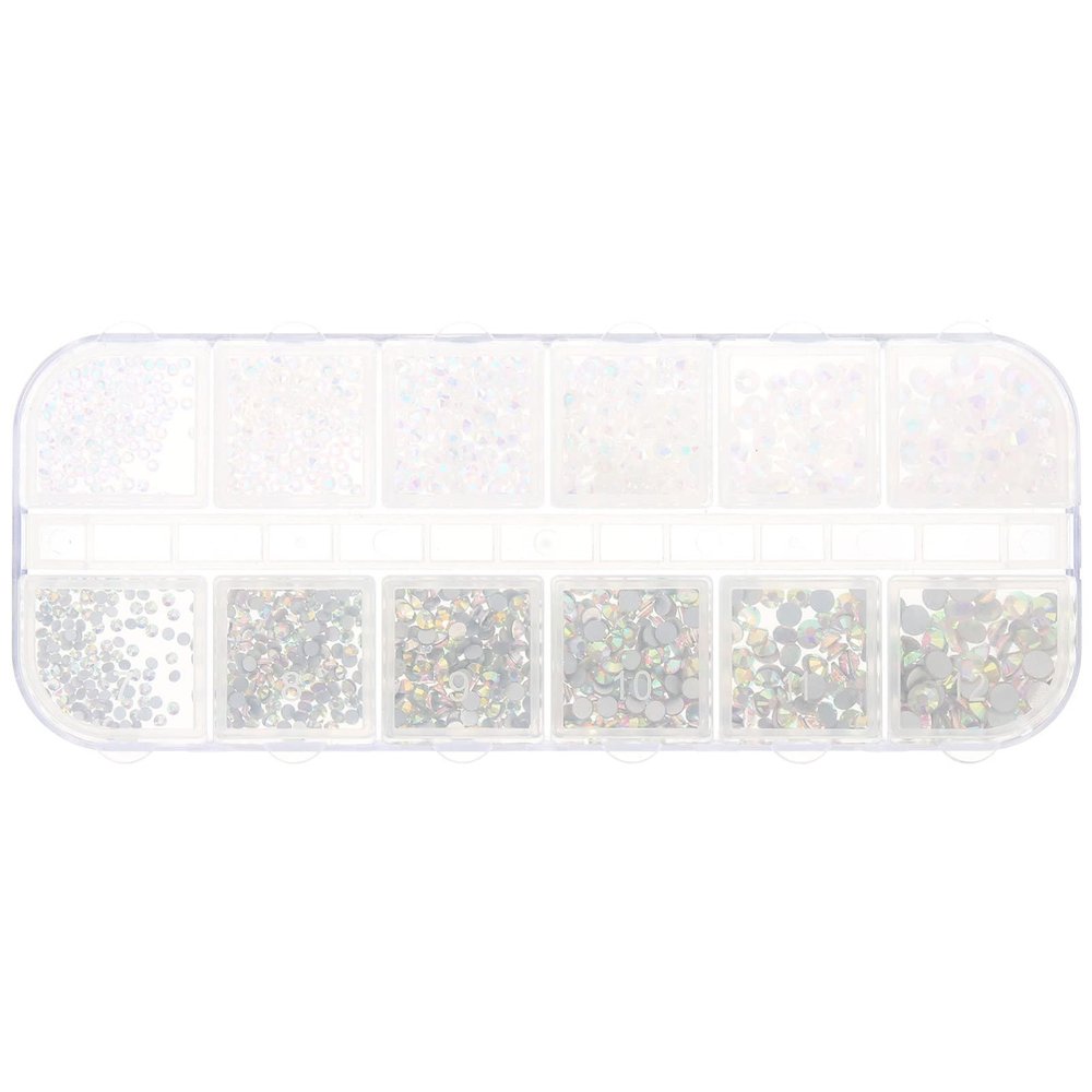 Ciieeo DIY Nail Art Decorations Large Rhinestones for Nails 12-Compartment Box Set