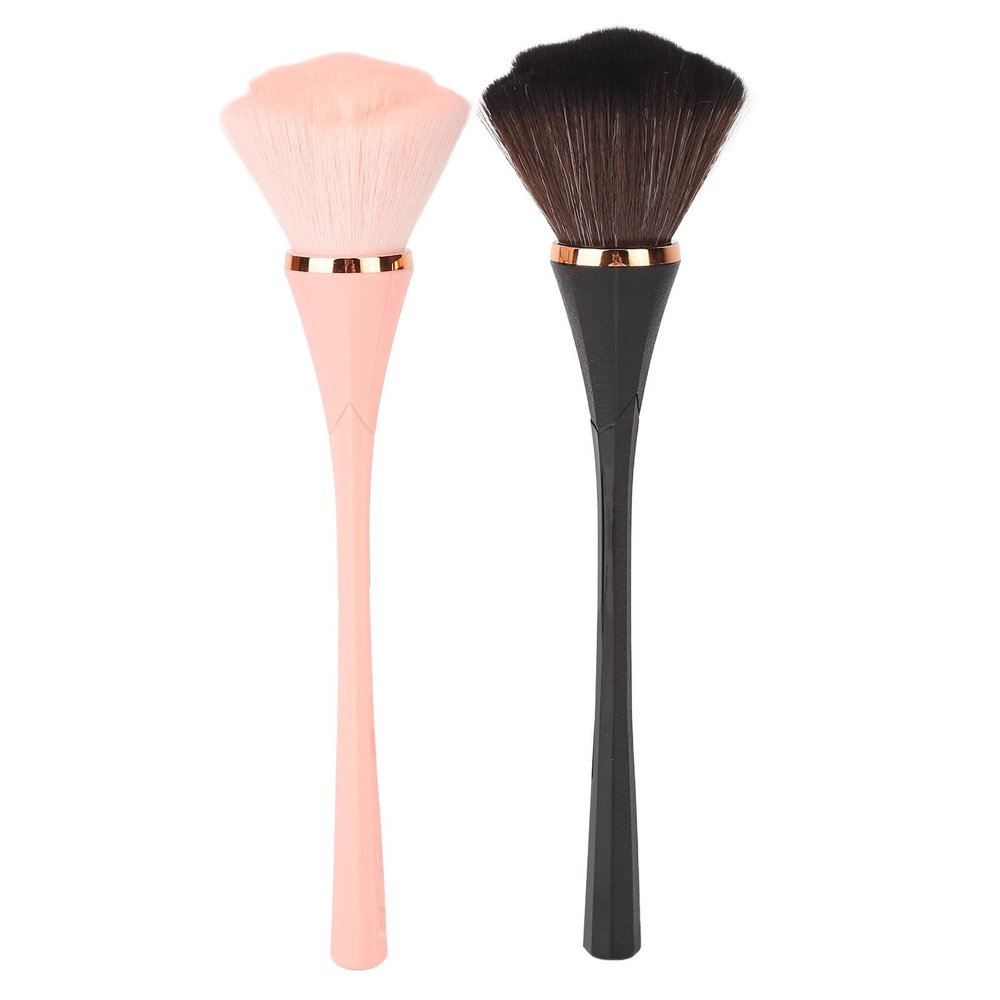 Makeup Brush,2Pcs Large Mineral Powder Brushes Set,Soft Flower Shaped for Blush Loose Powder,Slender Handle Face Travel Brush(Black,)
