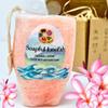 Soap Bar Loofah| Natural Loofah Sponge | Loofah Exfoliating Body Scrubber | 9-12 0z of Plumeria Scented Artisanal Handmade Natural loofah soap in a Disposable Shower Loofah view 1